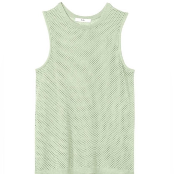 Tibi Green Crispy Viscose Mesh Tank Top - Picture 2 of 10